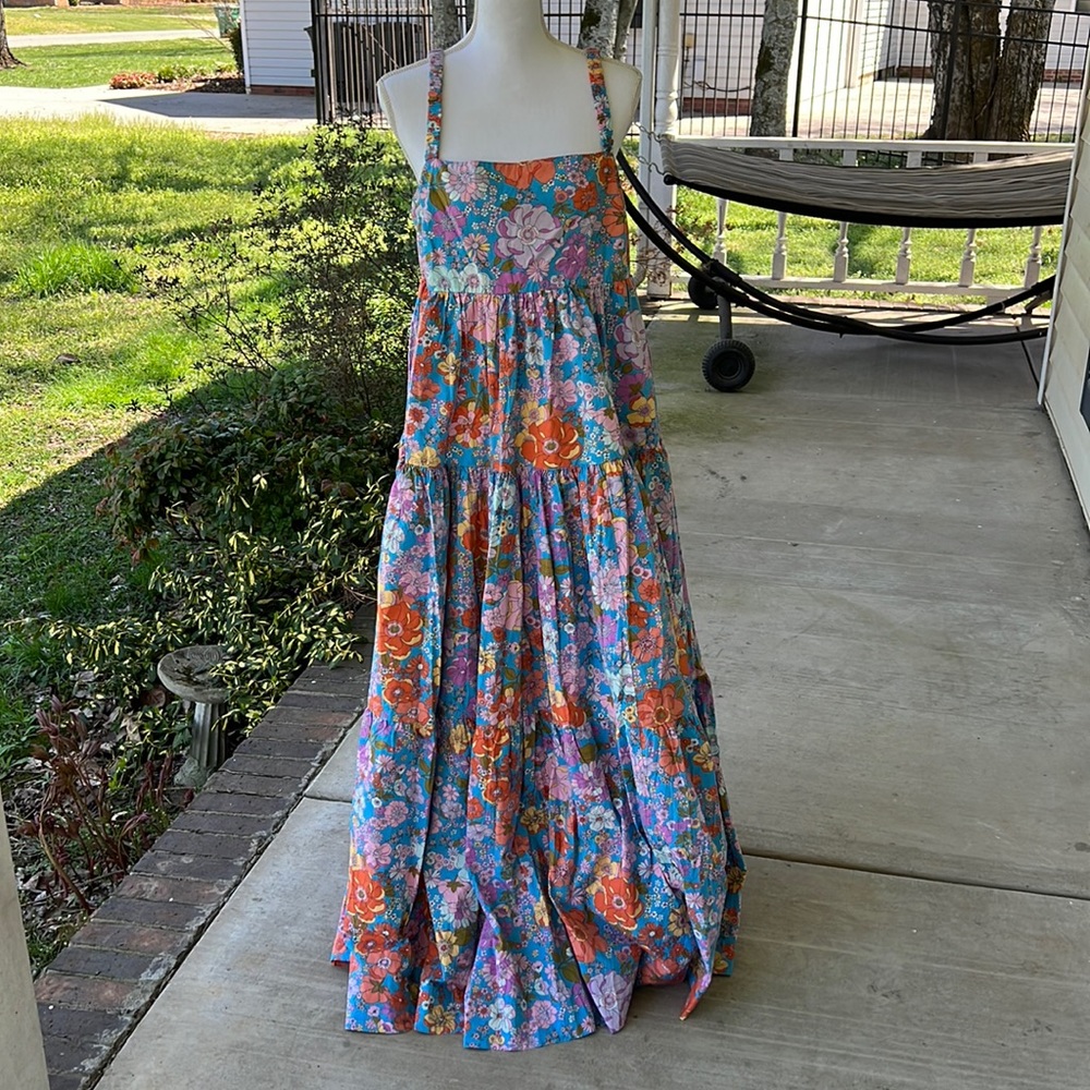 Free People Park Slope maxi in Bluebell combo